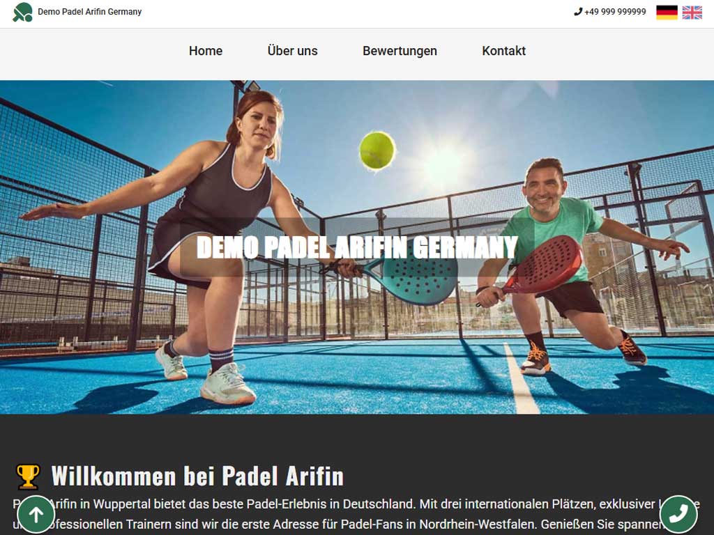 Landing page for padel course in Germany – modern layout for sports training registration