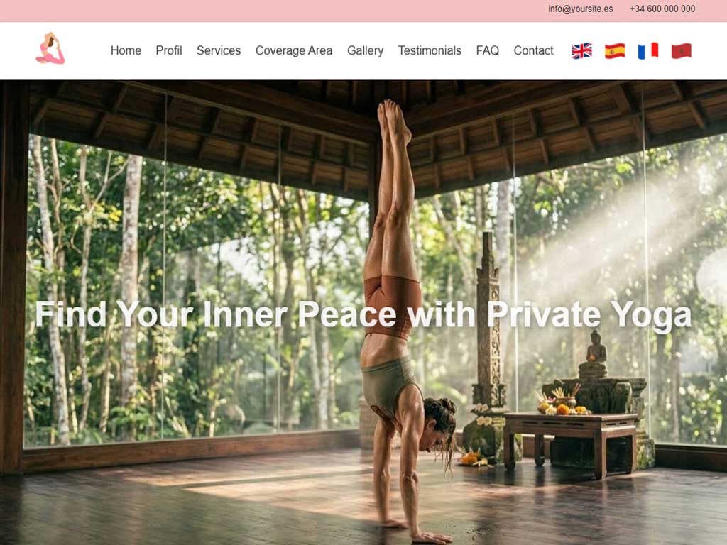 Landing page for yoga and pilates studio in Barcelona, Spain – calming and wellness-oriented design
