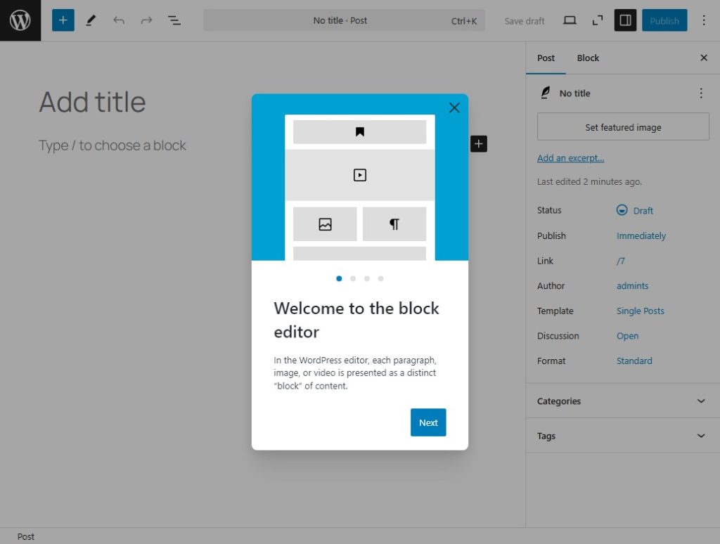 klassieke WordPress editor